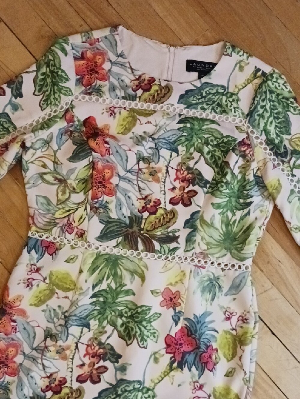 Laundry By Shelli Segal White Floral Long Sleeve Dress Size 10